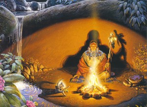 GoddessShamanCaveFire
